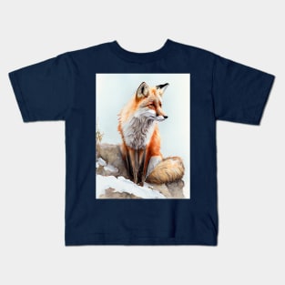 Arctic Red Fox - Watercolor Paint Kids T-Shirt